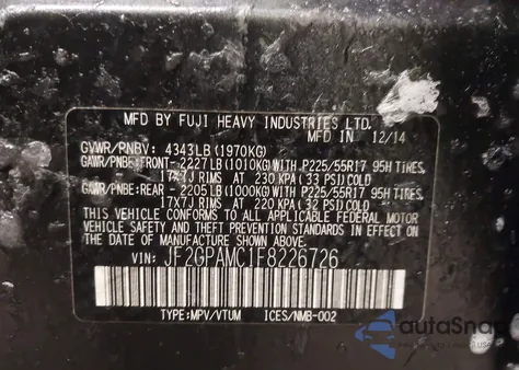 2015 Subaru Xv Crosstrek 2.0I Limited z USA, uszkodzony, nr VIN JF2GPAMC1F8226726